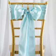 10Pcs Satin Chair Sashes for Wedding Reception Decor Blue