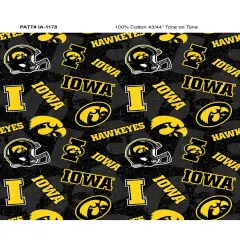 Sykel Enterprises-University of Iowa Cotton Fabric-Iowa Hawkeyes Tone On Tone Cotton Quilting Fabric