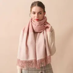 Kitcheniva Plaid Wool Soft Cashmere Winter Scarf Unisex Pink