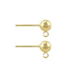 JewelrySupply Gold Filled 5mm Ball Post Earrings (1 Pair of Gold Filled [1/20 14K] Earrings)