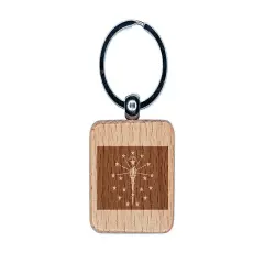 Indiana State Flag Engraved Wood Square Keychain Tag Charm