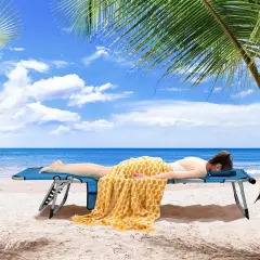 5-position Outdoor Folding Chaise Lounge Chair Blue