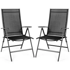Costway Set of 2 Patio Folding Chair Recliner AdjustableBlack