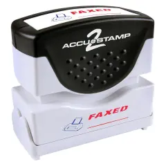 ACCUSTAMP2 Message Stamp, 2-color, Pre-inked, FAXED, 1-5/8" x 1/2" impression size, Red Message with Blue Symbol