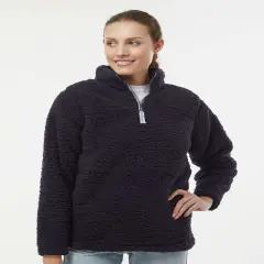 J. America&reg; Women&rsquo;s Epic Sherpa Quarter Zip Pullover Black