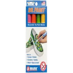 U-Mark DR. PAINT&trade; REVERSIBLE TIP PAINT MARKER - 1 ea. Green, Yellow, Orange and Pink