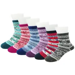 Wrapables Children's Thick Winter Warm Wool Socks (Set of 6), Snowflakes / Large