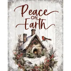 Peace On Earth Timberland Wood Plaque Wall Art - 11.75 inches x 15 inches