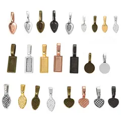 120 Pieces Glue on Bails for Pendants Jewelry Making Necklace Earring Bail Scrabble Making Supplies Glass Cabochon Tiles Pendant