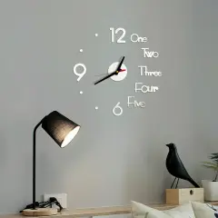 Kitcheniva 3D Modern DIY Wall Clock Home Decor Silver