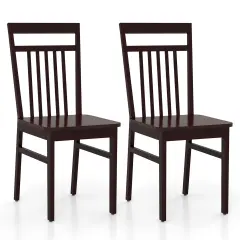 Costway Farmhouse Dining Chair Set of 2/4 Armless Wooden Chair with Slanted High Backrest