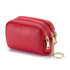 Kitcheniva Small Leather Purse With Key Ring Red