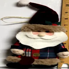 Plush Plaid Santa Keepsake Ornament