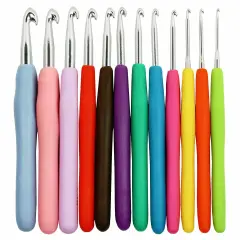 Soft Handle 12 PCS Set Crochet Hooks Needles Knit Yarn.