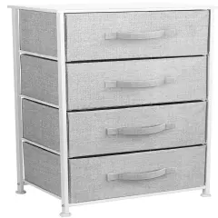 Sorbus Dresser with 4 Drawers - Bedside Furniture & Night Stand End Table Dresser with Steel Frame, Wood Top, Easy Pull Fabric Bins for Home, Bedroom Accessories, Office & Dorm White