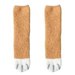 Kitcheniva Women Coral Velvet Cartoon Cat-Claw Winter Socks