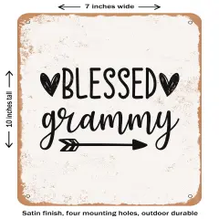 DECORATIVE METAL SIGN - Blessed Grammy - 2- Vintage Rusty Look