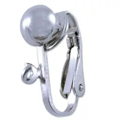 JewelrySupply Clip Earring with Ring 6.5mm Silver Color (2-Pcs)