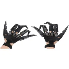 Adult's Black Articulating Finger Gloves Pair Costume Accessory