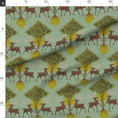 Various Fabrics by the Yard or Fat Quarter Woodland Nature Mint Green Vintage Style Animals Woods Trees Botanical Whimsical Custom Printed Fabric by Spoonflower