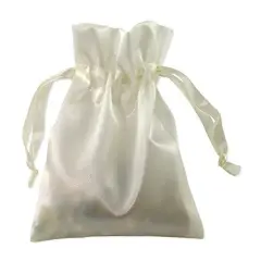 Satin Jewelry Pouch 4x5 Ivory - Drawstring Gift Bags