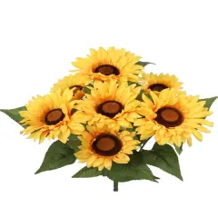 6-Pack: Yellow Sunflower Bush with 7 Silk Flowers & Foliage by Floral Home&reg;