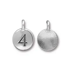 TierraCast 11mm Antique Silver Plated Number 4 Charm