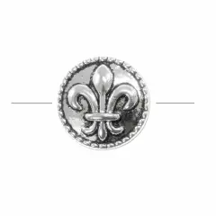 Fleur de Lis Bead 16mm Pewter Antique Silver Plated (1-Piece)