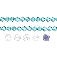 Preciosa Czech Crystal Beads Aqua Bohemi Faceted Bicone 6mm Package of 144