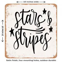 DECORATIVE METAL SIGN - Stars and Stripes- Vintage Rusty Look