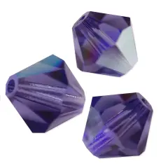 Preciosa Crystal Bicone Bead 4mm Tanzanite AB (Package of 50)