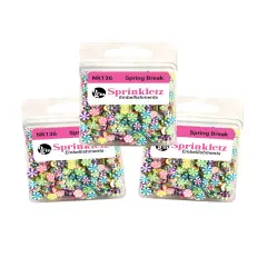 Buttons Galore Sprinkletz Embellishments for Crafts, Tiny Polymer Clay Shapes & Unique Designs - Spring Break- 3 Pack