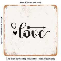DECORATIVE METAL SIGN - Love3 - Vintage Rusty Look