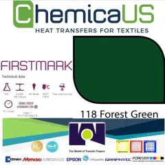 USA 15" x 22 Yds Chemica FirstMark Heat Transfer Vinyl FOREST GREEN CH-118 HTV