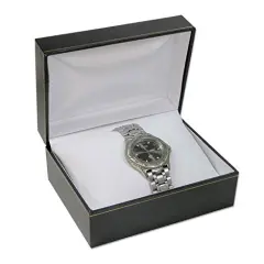 JewelrySupply Large Black Watch Box - White Pillow Inside