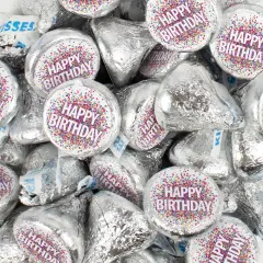 90 Pcs Birthday Candy Hershey's Kisses Milk Chocolate Party Favors (1lb, Approx. 90 Pcs)