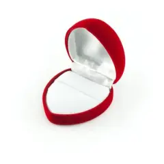 Large Heart Shaped Velour Ring Box