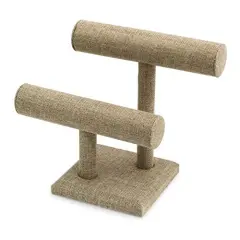 Double T-Bar Jewelry Display Burlap