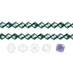 Preciosa Czech Crystal Beads Emerald Faceted Bicone 6mm Package of 144