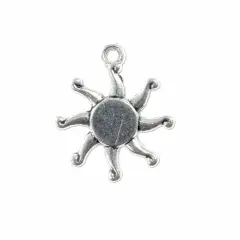 Sun Charm 19x16mm Pewter Antique Silver Plated (Package of 1)