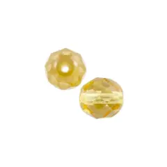 Czech Fire Polished Glass Round Beads 8mm Light Topaz (Package of 25)