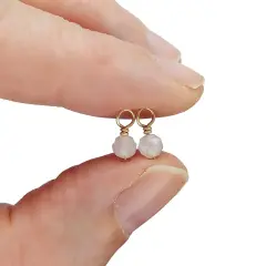 Tiny Moonstone Charms with 14K Gold-Filled Wire, 2 pieces, Adorabilities