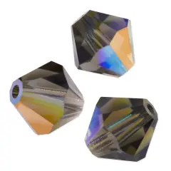 Preciosa Crystal Bicone Bead 6mm Black Diamond AB (Package of 40)