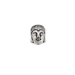 11x9 Antique Silver Plated Pewter Buddha Head Bead