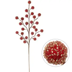 17-Inch Red Beaded Berry Sprays - Set of 12, 25 Large Berries - Perfect for Wreaths, Garlands, Decor - Festive Holiday Accents - 2024 Christmas Collection, Floral Home by Artificial Flowers