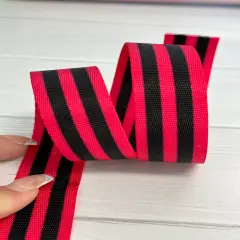 Hot Pink and Black Stripe 1&rdquo; Seatbelt Webbing