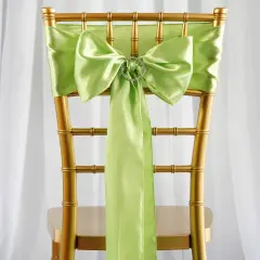 10Pcs Satin Chair Sashes for Wedding Reception Decor Apple green