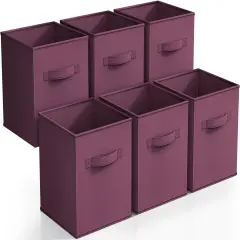 Sorbus Fabric Collapsible Cube Storage Bins Set (6 Pack) Purple