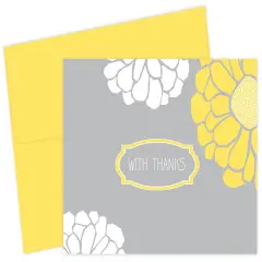 Great Papers! Thank You Note Card and Yellow Envelope, Sunny Flowers, 4.75" x 3.375"(folded), 24 count