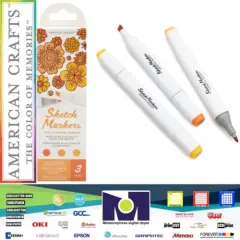 American Crafts - Sketch Markers Collection - Dual Tip - Chisel and Fine Point - SunKissed 3 Pack 34007546